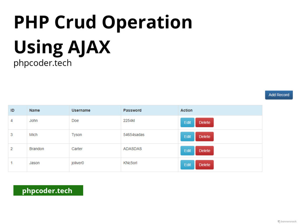 PHP crud operation using ajax