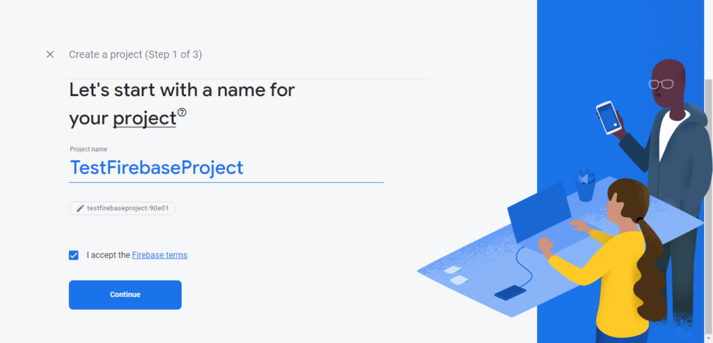 Firebase Set Project name