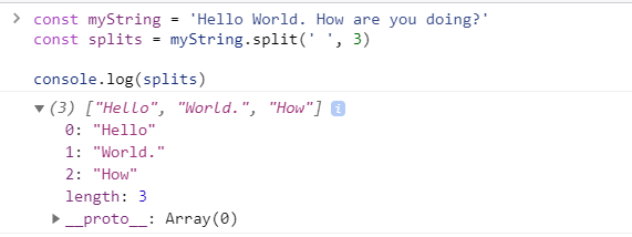 The output of limit parameter in split JavaScript function