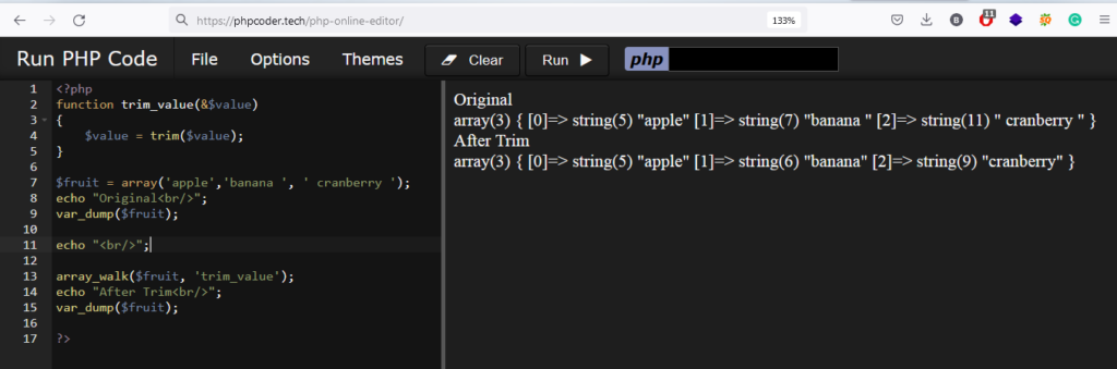 Use PHP trim With an Arrays